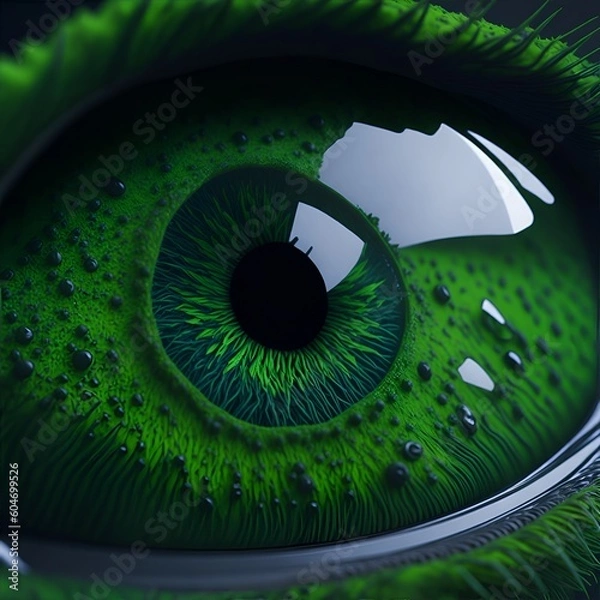 Obraz Human green eye super closeup, Generative AI