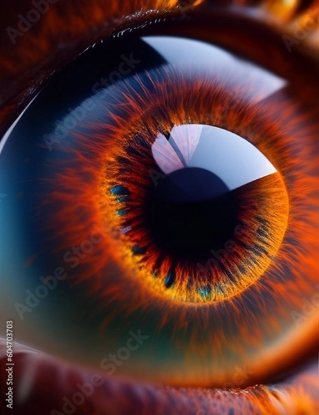 Obraz Human red eye super closeup, Generative AI