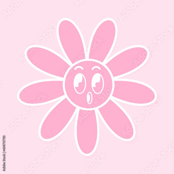 Obraz Sticker surprised daisy in pink tones