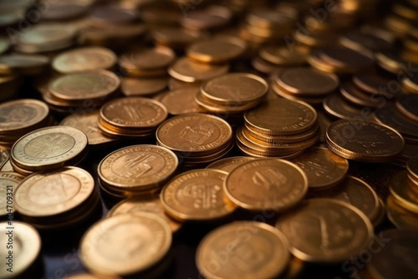 Fototapeta Close up of rows coins for finance and banking concept
