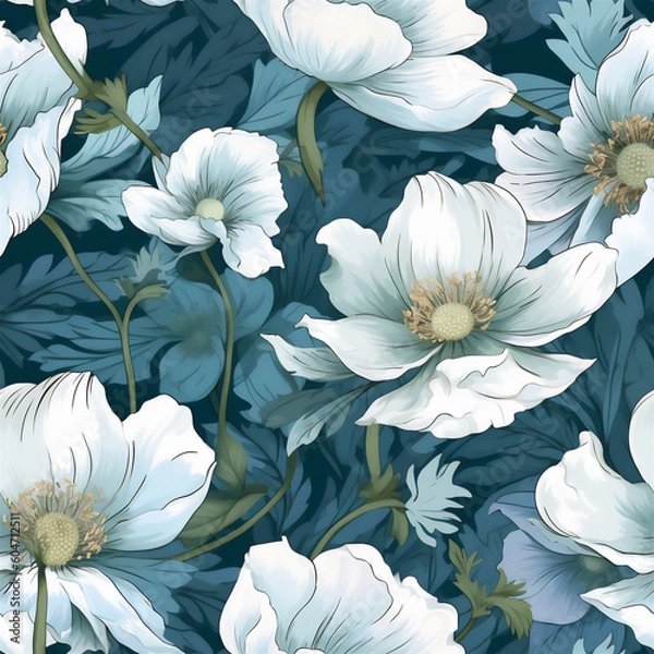 Obraz seamless pattern with white flowers