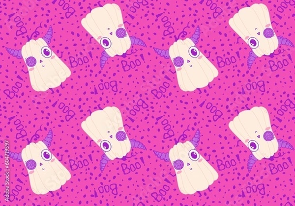 Fototapeta Halloween seamless pumpkins pattern for fabrics and wrapping paper and clothes print