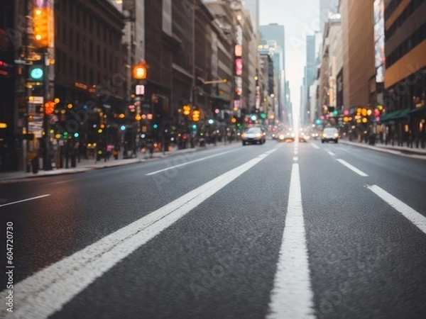 Fototapeta A picture of a blurry street somewhere in a city created with generative ai, ki