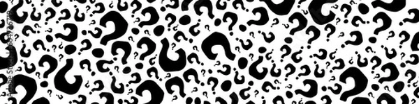 Obraz Black question marks on white background. Question mark pattern abstract vector background.