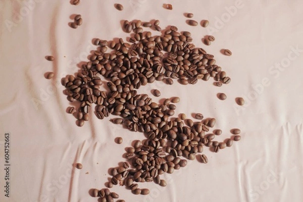 Obraz Brown Roasted Coffee Beans Closeup On Dark Background