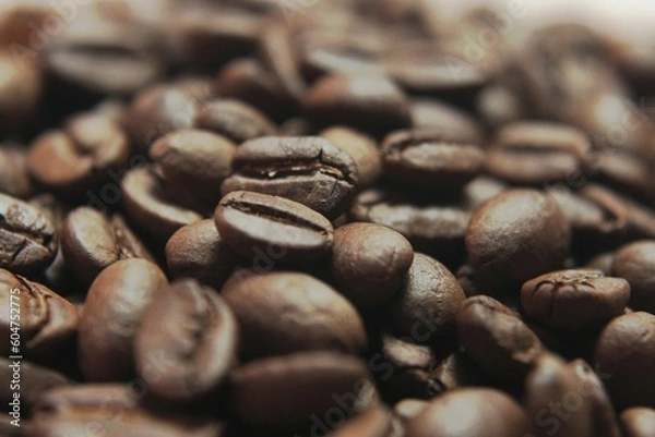 Obraz Brown Roasted Coffee Beans Closeup On Dark Background
