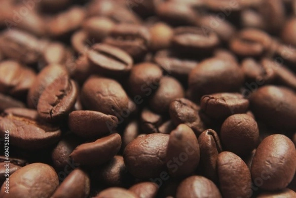 Obraz Brown Roasted Coffee Beans Closeup On Dark Background