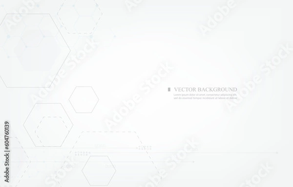 Fototapeta white technology vector background.geometric hexagon shape.computer network