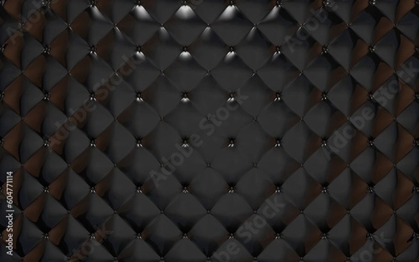 Fototapeta luxury background, Black Leather Sofa Texture ,3D rendering 