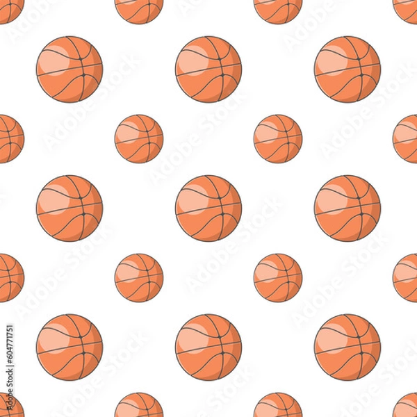 Fototapeta Basketball seamless pattern with detail in white background for creative or print