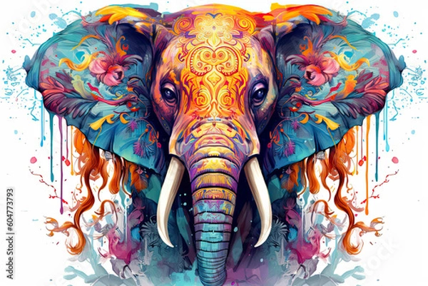 Obraz colorful mandala art forming as elephant head.AI Generative