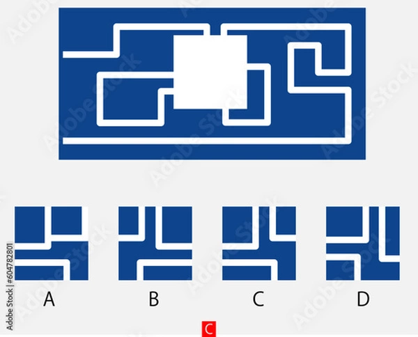 Fototapeta Mind game, Brain questions - IQ TEST, Visual intelligence questions, Find the missing part.