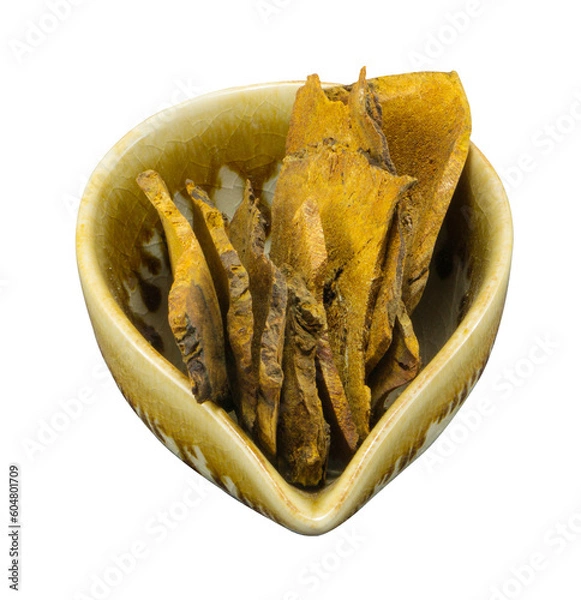 Fototapeta Sliced dried turmeric ready for use