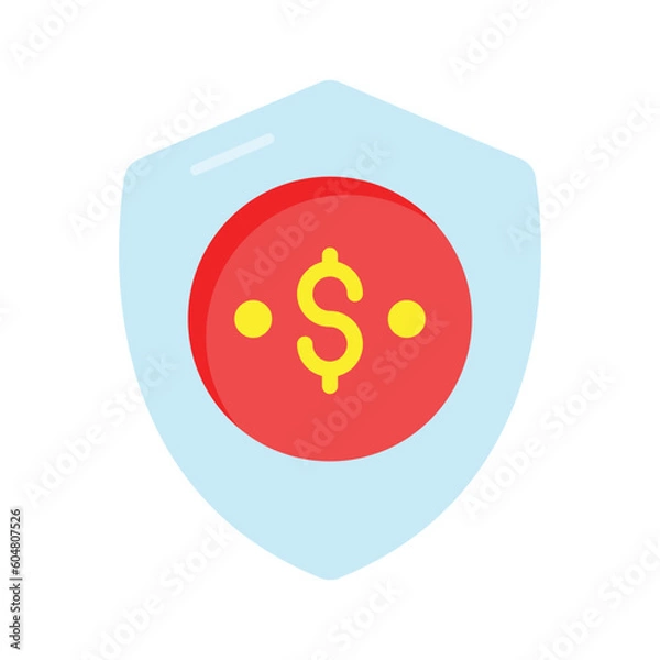 Fototapeta Protection shield with dollar coin showing concept icon of finance security