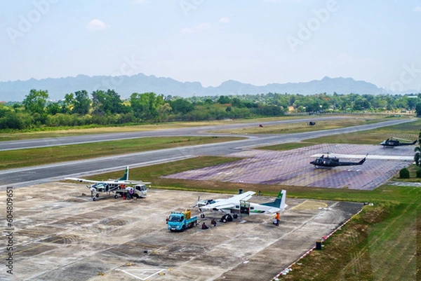 Fototapeta Royal Rainmaking Project, Prepare exothermic chemical to carry on the plane for cloud seeding artificial rain 
