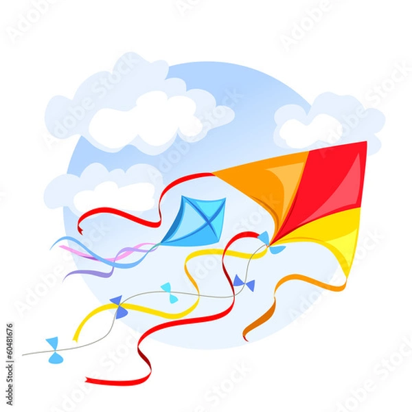 Obraz emblem with a kite and clouds