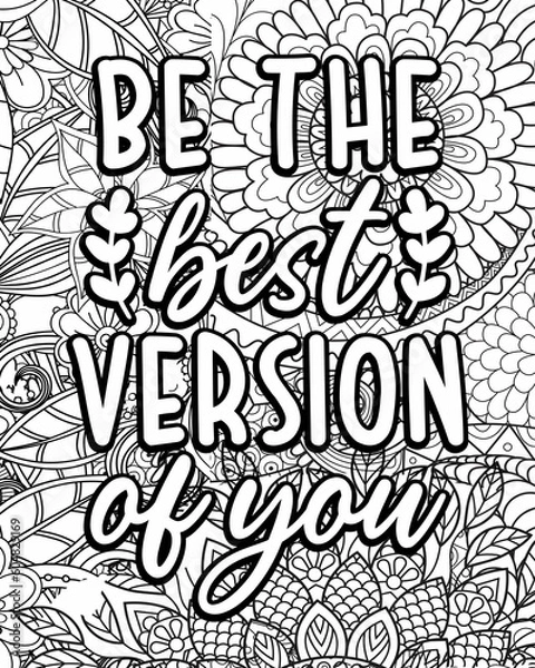 Fototapeta motivational quotes coloring pages design .inspirational words coloring book pages design.