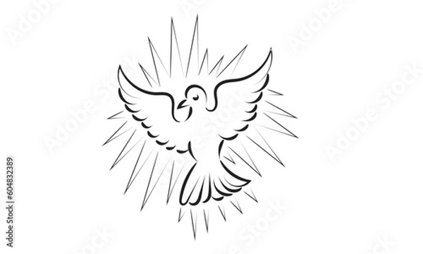 Fototapeta Pentecost Sunday dove logo vector illustration for print or use as poster, card, flyer, tattoo or T Shirt