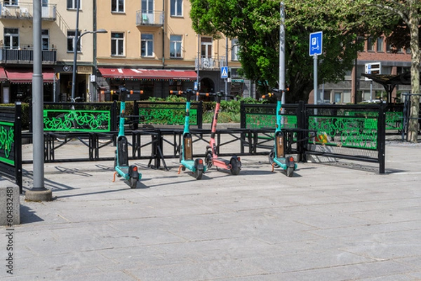 Obraz Electric scooter parking