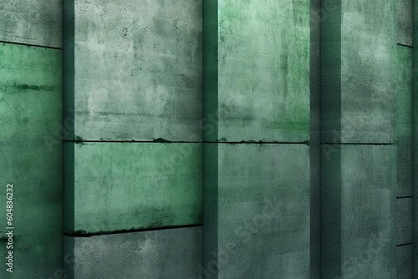 Fototapeta Green concrete cement wall, digital illustration painting, abstract, textures, Generative AI