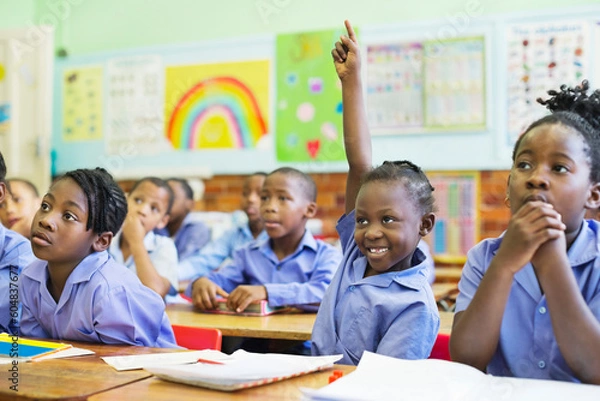 Obraz Student raising hand in class