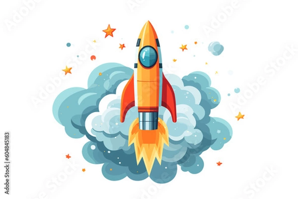 Obraz skyrocket, rocket to space illustration