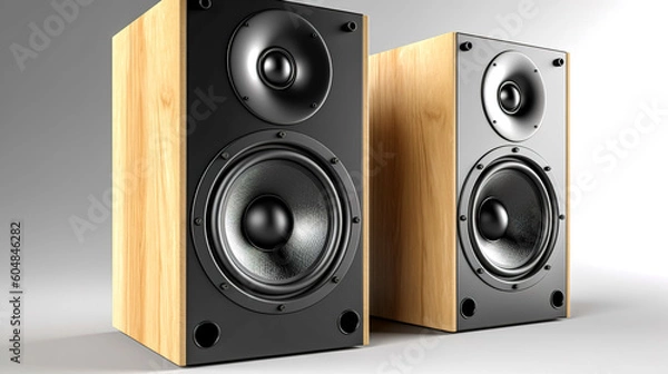 Obraz Music speakers on light background, generative AI.