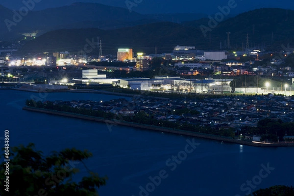 Obraz 夜景　シーサイド　田舎