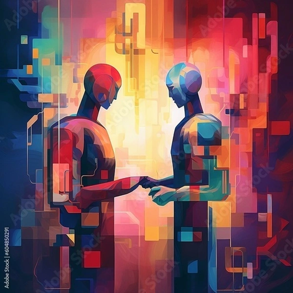 Fototapeta Artificial Intelligence Supporting Humans in Dystopian Future