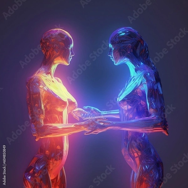 Fototapeta Artificial Intelligence Supporting Humans in Dystopian Future