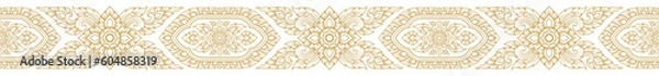 Fototapeta Gold line art, buddhism temple element and background pattern decoration motifs for pillar pattern