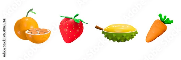 Obraz cute 3d icon fruit set