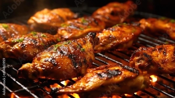 Obraz Grilled juicy chicken. Generative AI