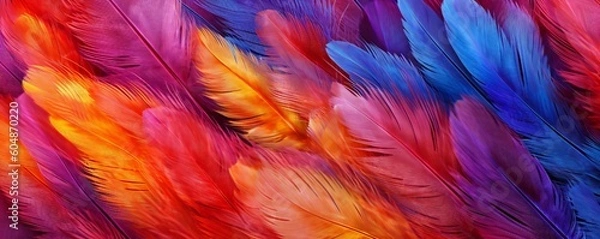 Fototapeta Colorful Feathers Detailed Abstract Texture Generative AI 