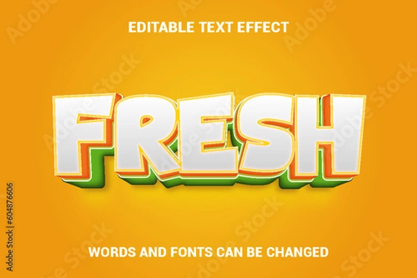 Fototapeta Fresh 3D Vector Text Effect Fully Editable High Quality