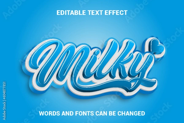Fototapeta Milky 3D Vector Text Effect Fully Editable High Quality
