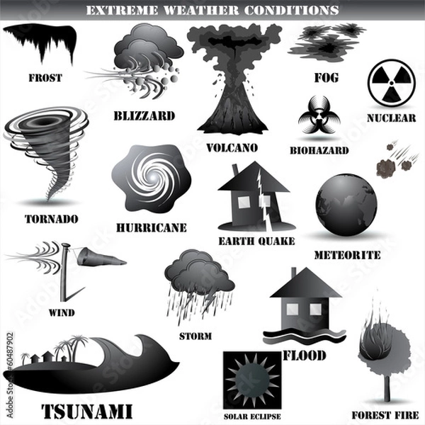 Obraz Black natural desaster icon