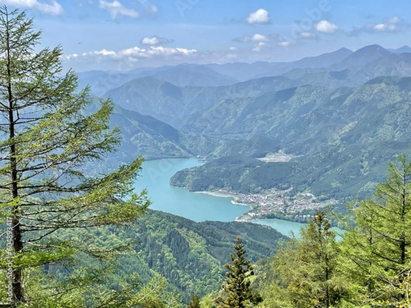 Fototapeta 山から見下ろした井川湖