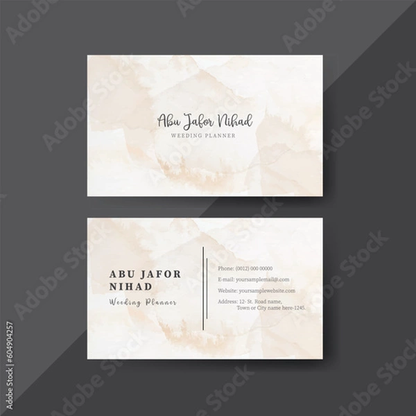 Fototapeta Watercolor Minimalist Buisiness Card Design With Watercolor Effect, Minimalist Business Card Design template