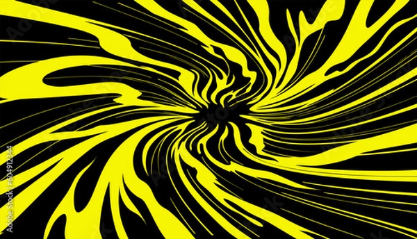 Obraz Yellow-black background with swirl of spiral energy. Spiral tunnel.