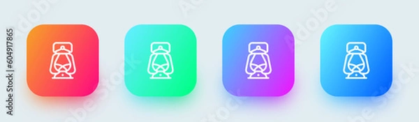 Obraz Oil lamp line icon in square gradient colors. Lantern signs vector illustration.