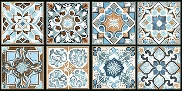 Fototapeta Digital wall tiles design, Print in Ceramic Industries Beautiful set of tiles, Generative AI
