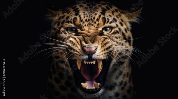 Fototapeta Angry leopard head generative AI