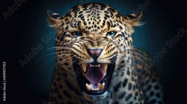 Obraz Angry leopard head generative AI