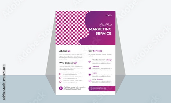 Fototapeta Modern business flyer creative design magenta gradient color  business template modern business flyer creative design professional multipurpose leaflet