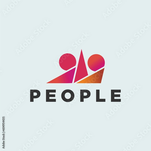 Obraz people community logo design unique flat.