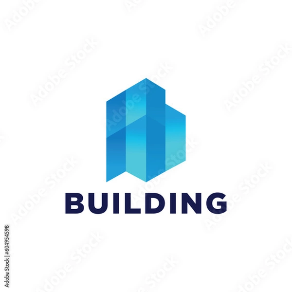 Obraz vector abstract blue icon, logo building silhouette isolated