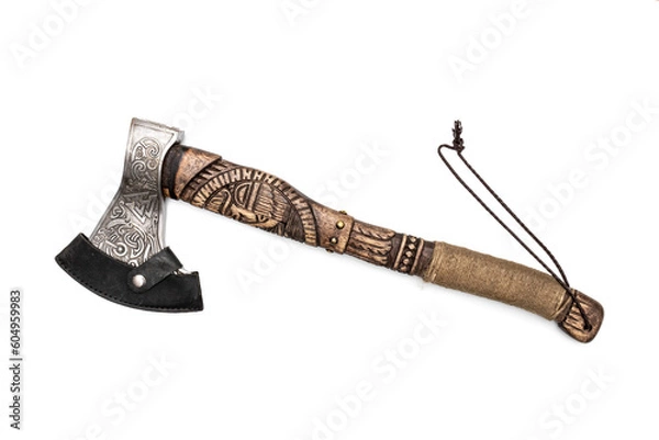 Fototapeta Viking axe on a white background
