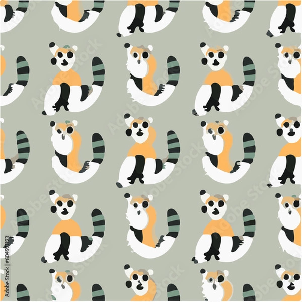 Obraz cute simple lemur pattern, cartoon, minimal, decorate blankets, carpets, for kids, theme print design
