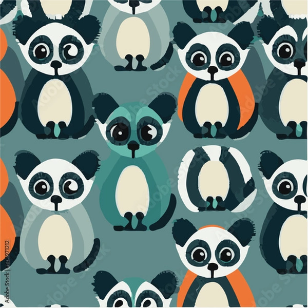 Obraz cute simple lemur pattern, cartoon, minimal, decorate blankets, carpets, for kids, theme print design

